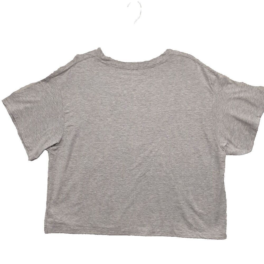 Champion Women Sz 2XL Gray Embroidered Patch Smiley Love Cropped T Shirt Y2K - Picture 8 of 9